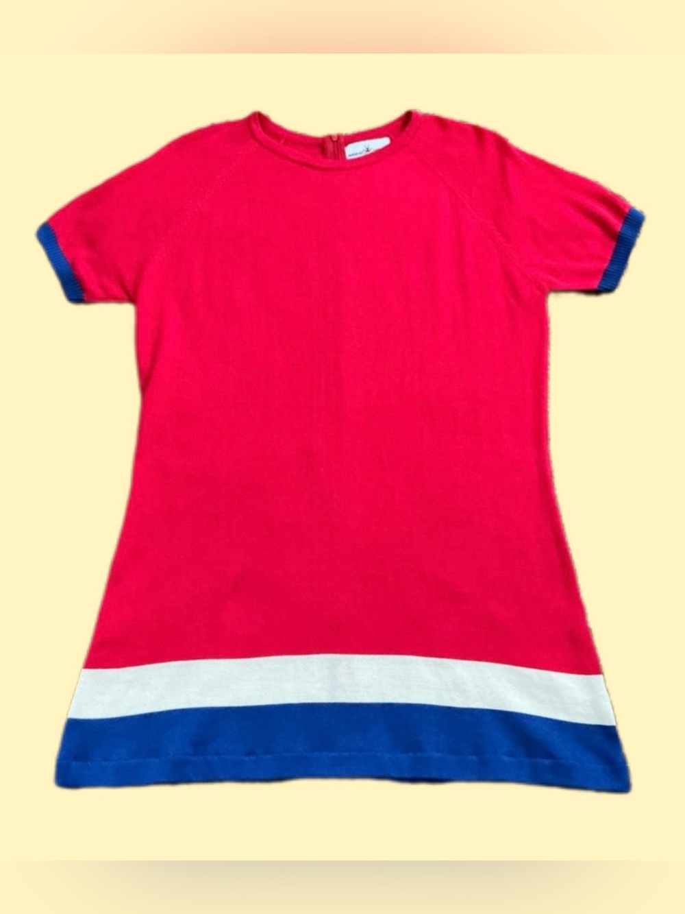 NWOT~Madcap England Red, Blue, & White Mod 60’s Inspired Knit Mini Dress, US 14